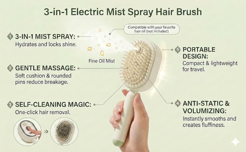Steam Brush | Rechargeable Detangling Tool with Oil