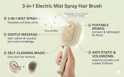 Steam Brush | Rechargeable Detangling Tool with Oil