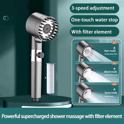 3-Mode High-Pressure Shower Head with Filter