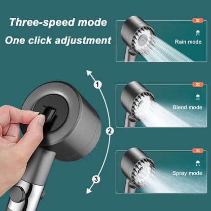 3-Mode High-Pressure Shower Head with Filter