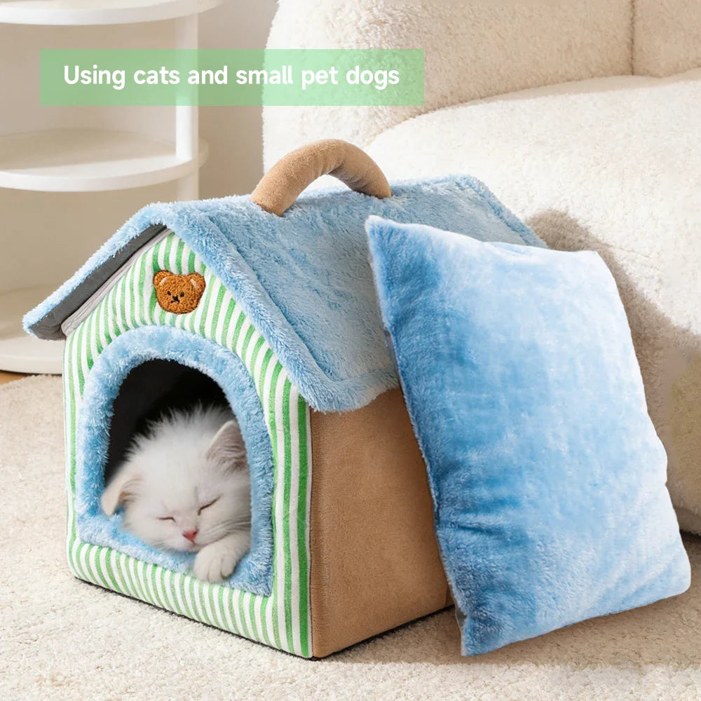 Foldable Pet Cave Bed