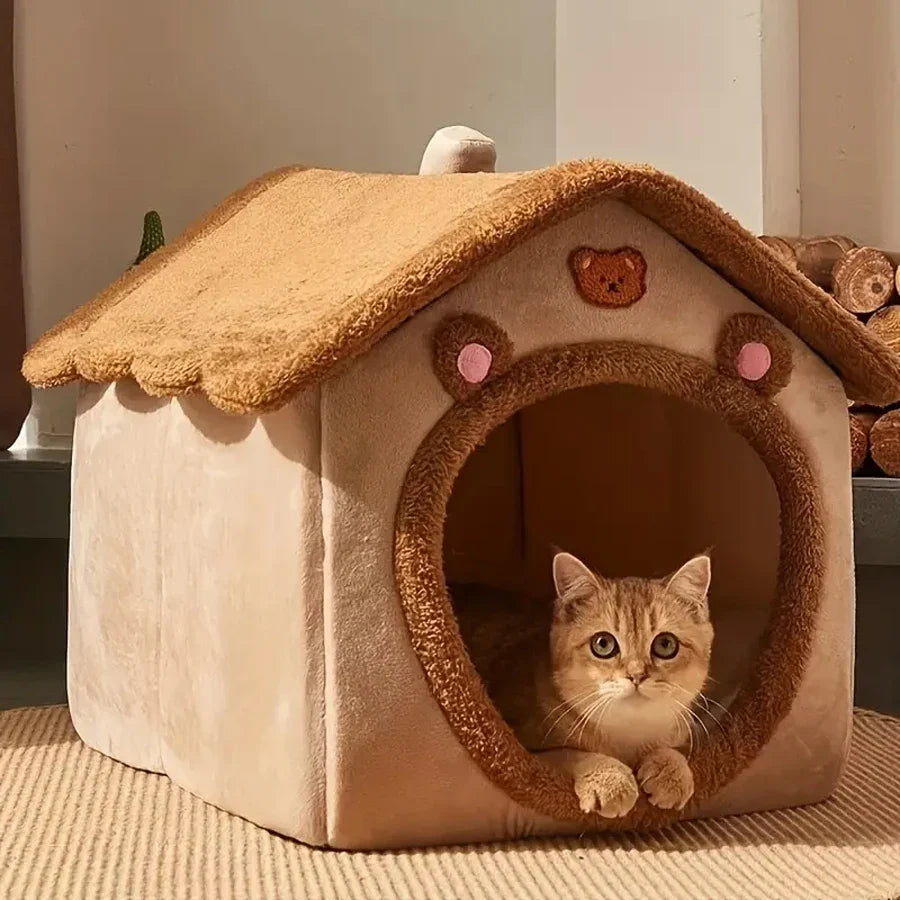 Foldable Pet Cave Bed
