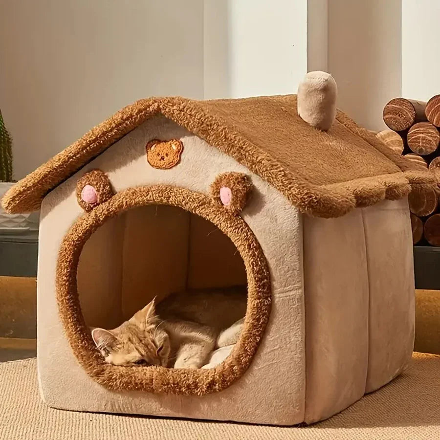 Foldable Pet Cave Bed
