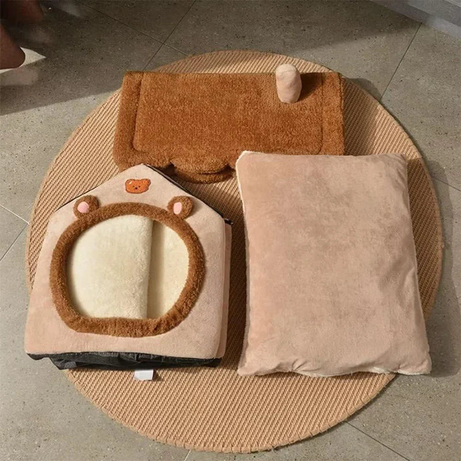 Foldable Pet Cave Bed