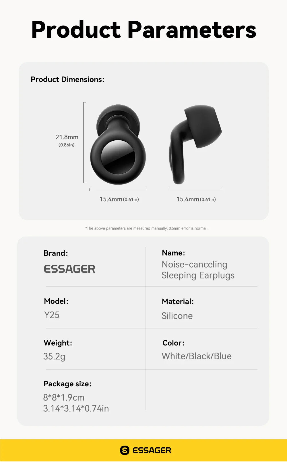 ESSAGER Noise Cancelling Ear Plugs for Sleeping