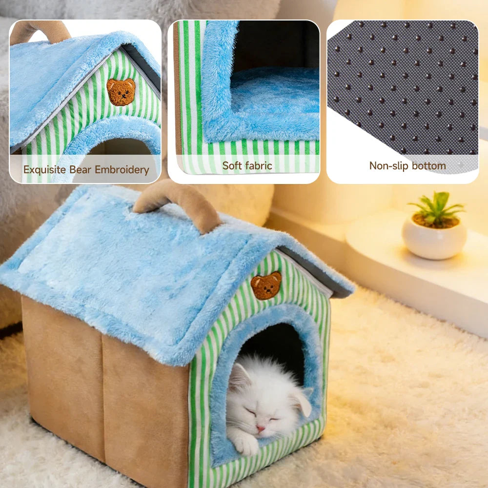 Foldable Pet Cave Bed