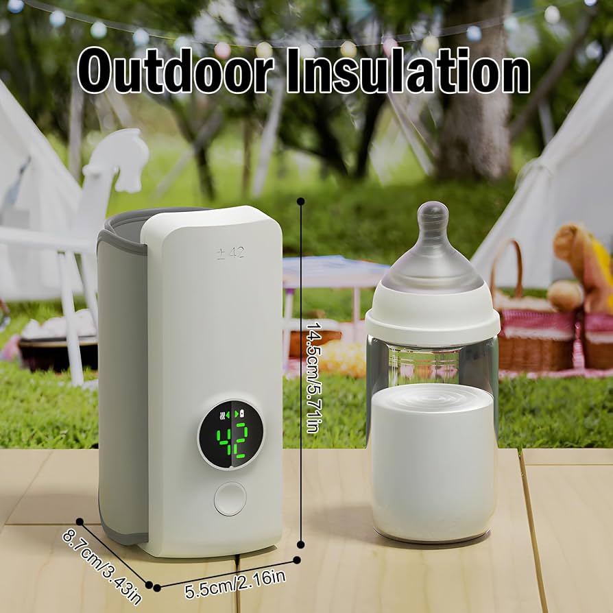 Portable Bottle Warmer with Display for Travel, 6000mAh Battery-Powered