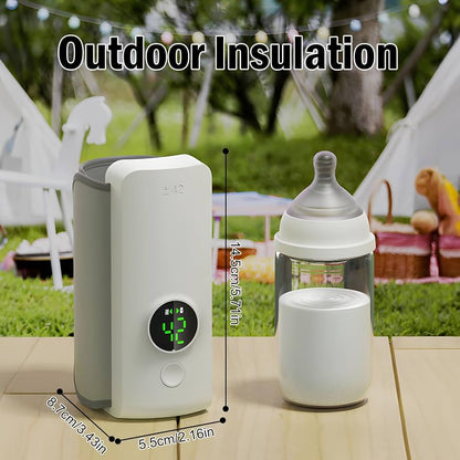 Portable Bottle Warmer with Display for Travel, 6000mAh Battery-Powered