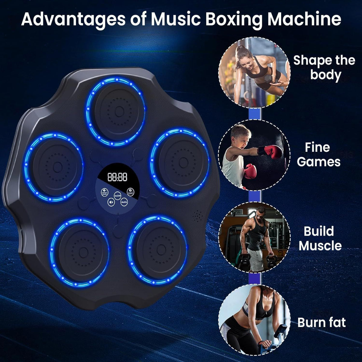 Electronic Musical Boxing Machine with Bluetooth & LED Lights