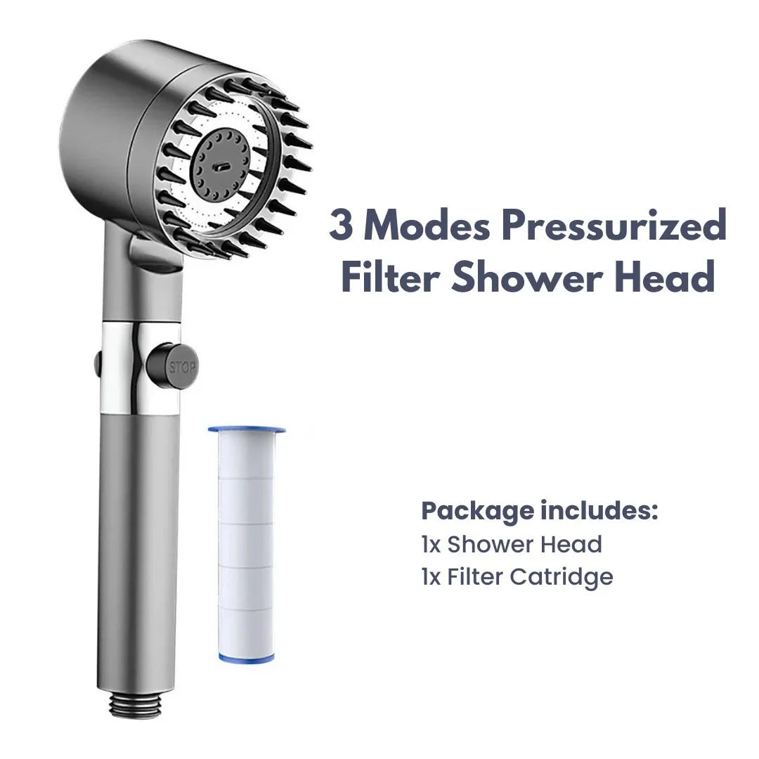 3-Mode High-Pressure Shower Head with Filter